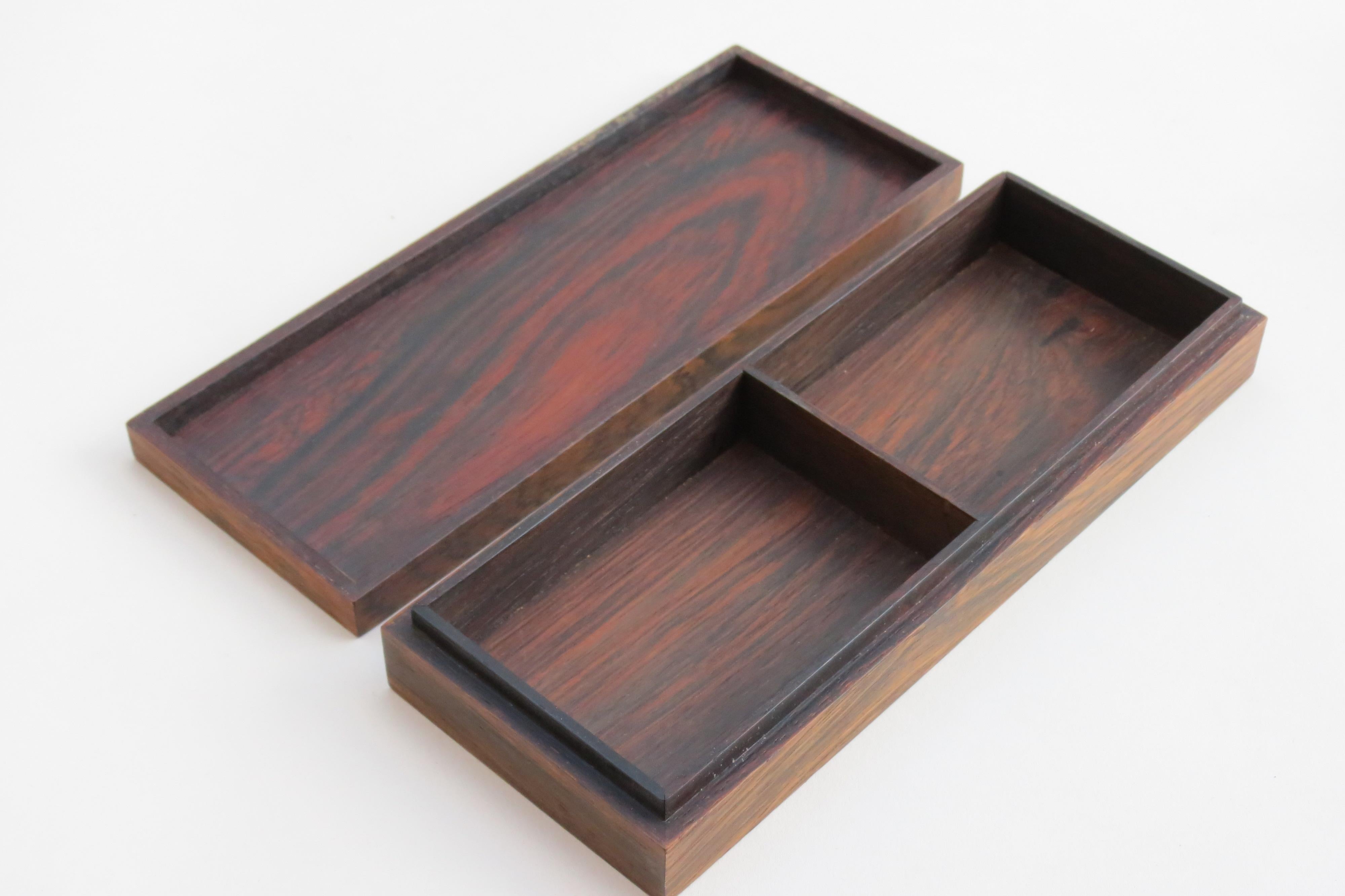 Machine-Made Danish Midcentury Rosewood Box by Hans Hansen with Silver Inlay