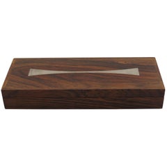 Danish Midcentury Rosewood Box by Hans Hansen with Silver Inlay