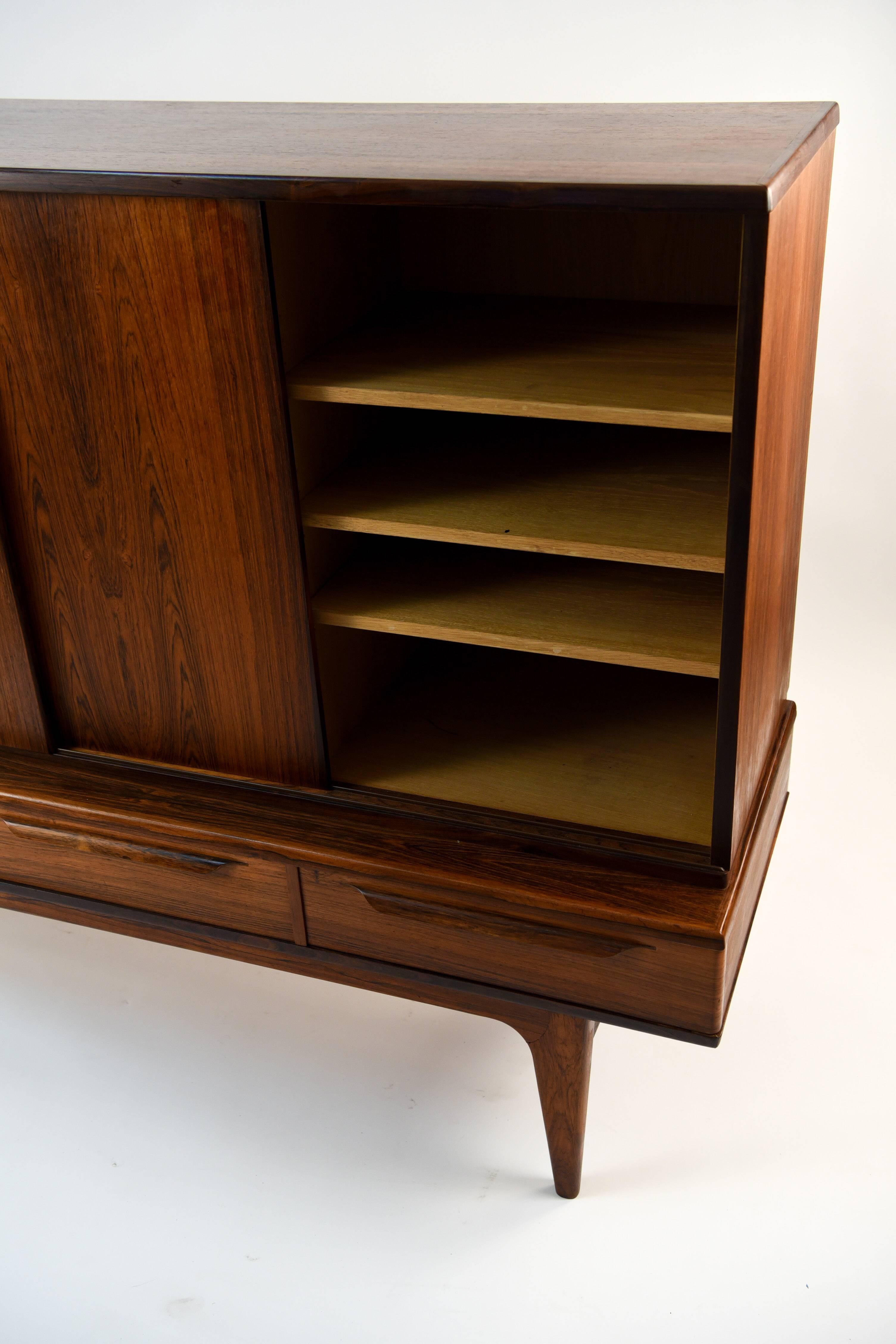 Danish Midcentury Rosewood Highboard or Sideboard Cabinet 3