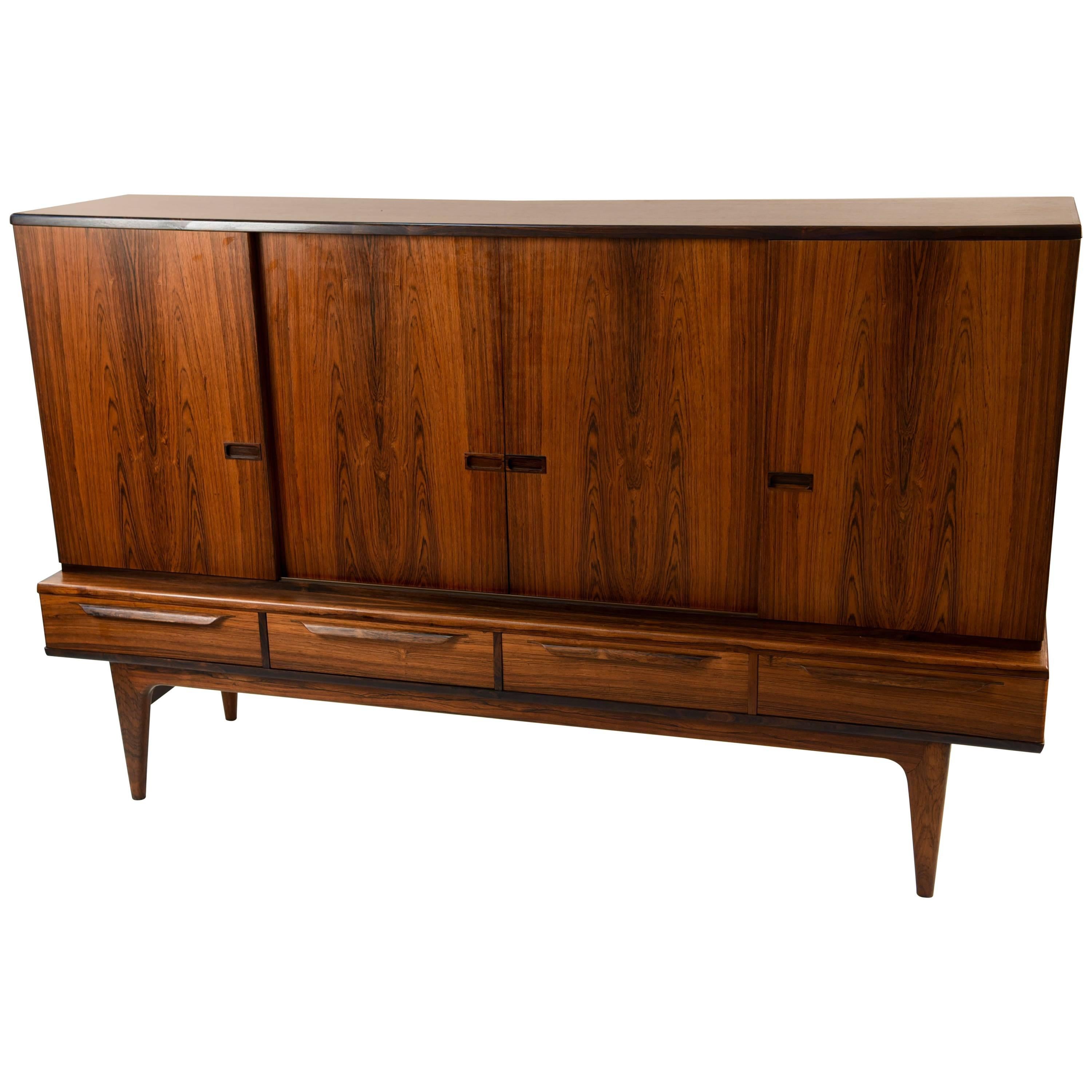 Danish Midcentury Rosewood Highboard or Sideboard Cabinet