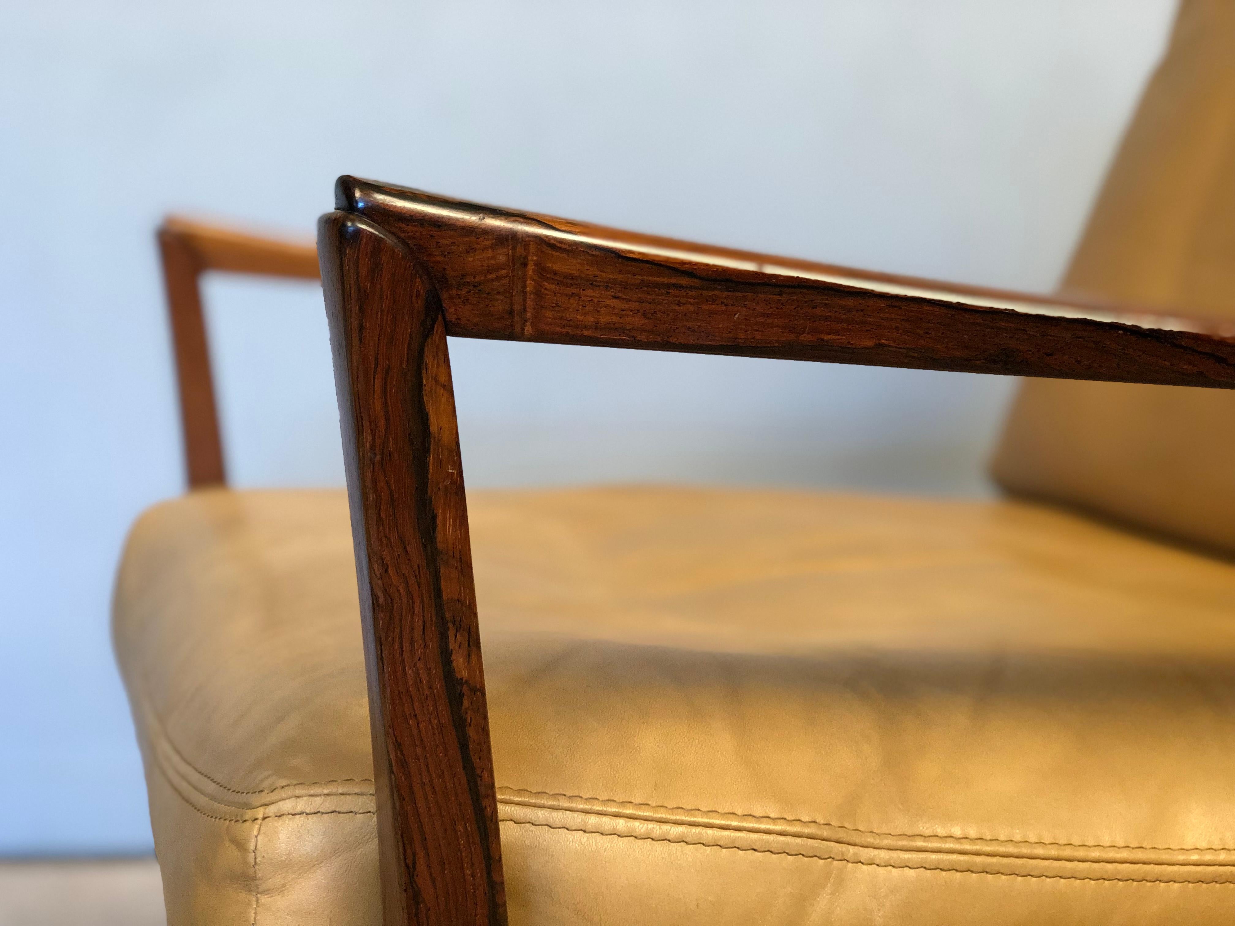 Danish Midcentury Rosewood Lounge Chair, Tan Leather 6
