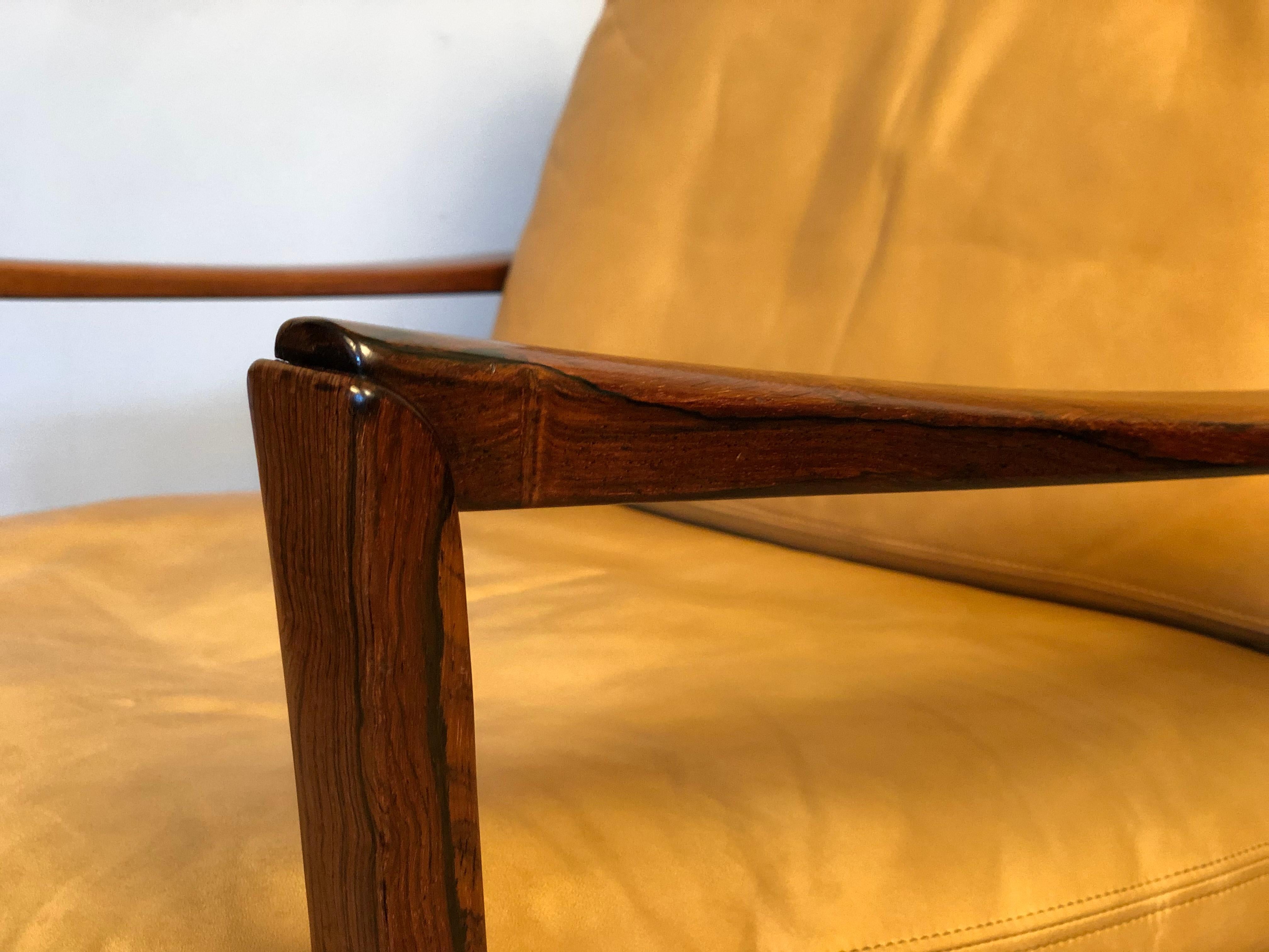 Danish Midcentury Rosewood Lounge Chair, Tan Leather 11