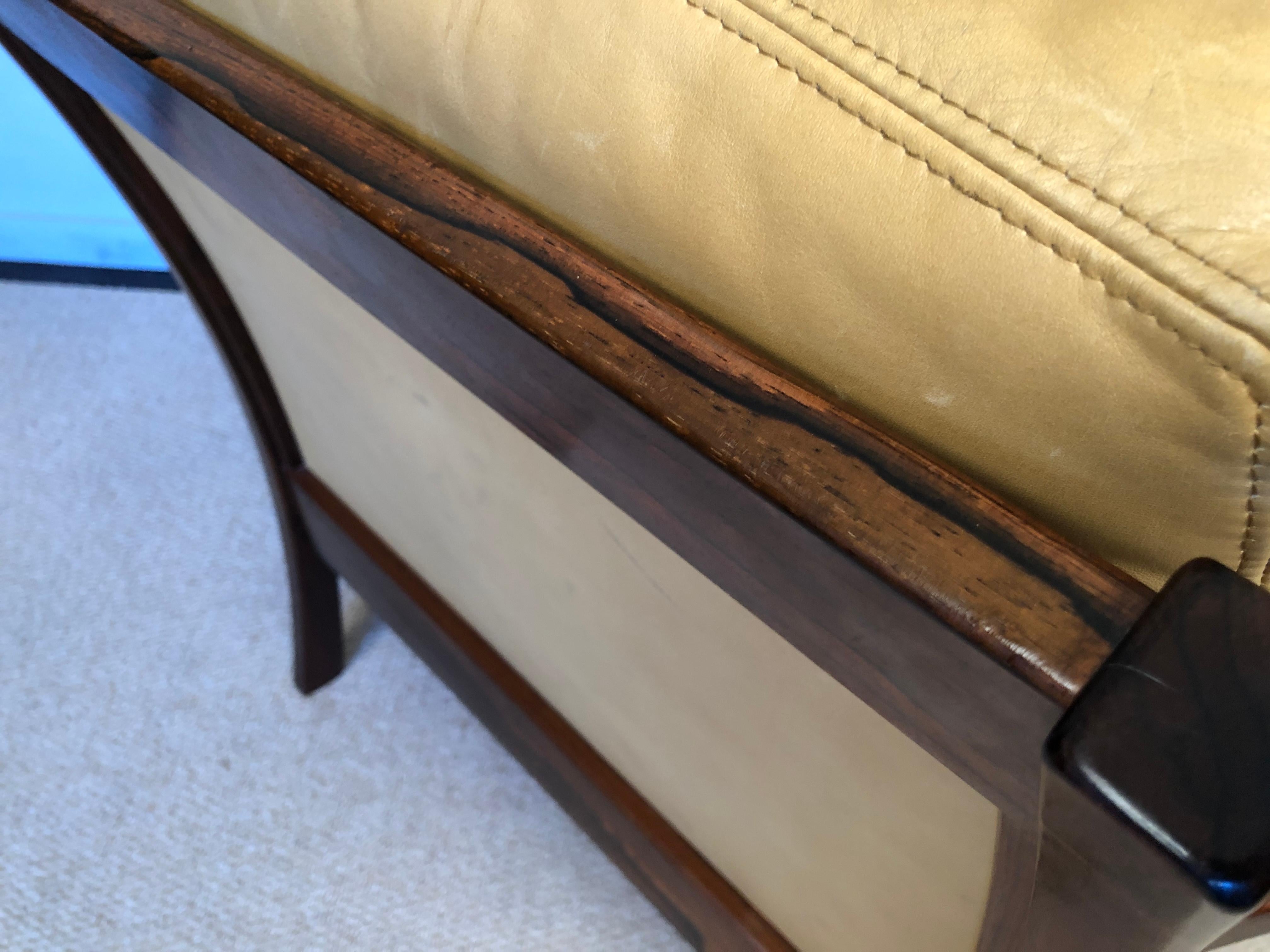 Danish Midcentury Rosewood Lounge Chair, Tan Leather 13