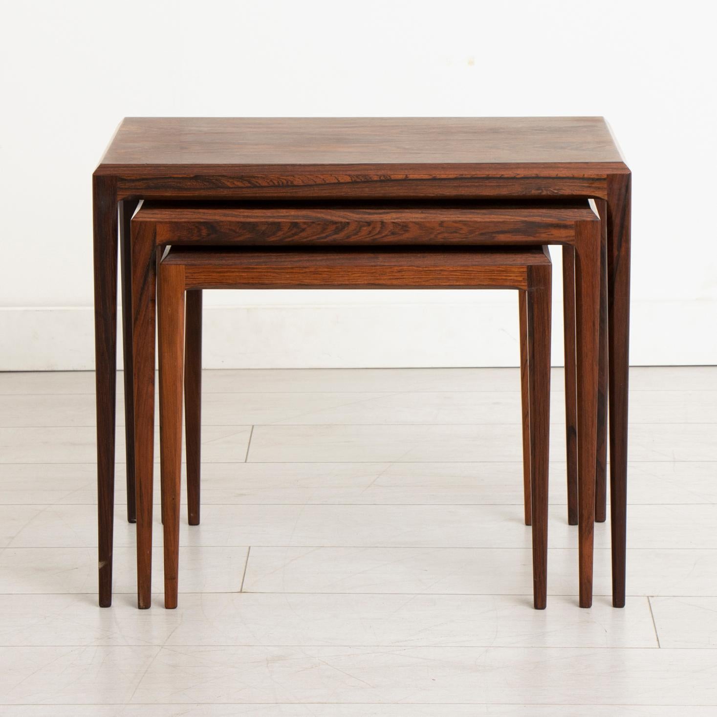 Danish Midcentury Rosewood Nest of Tables by Johannes Andersen for Silkeborg 5