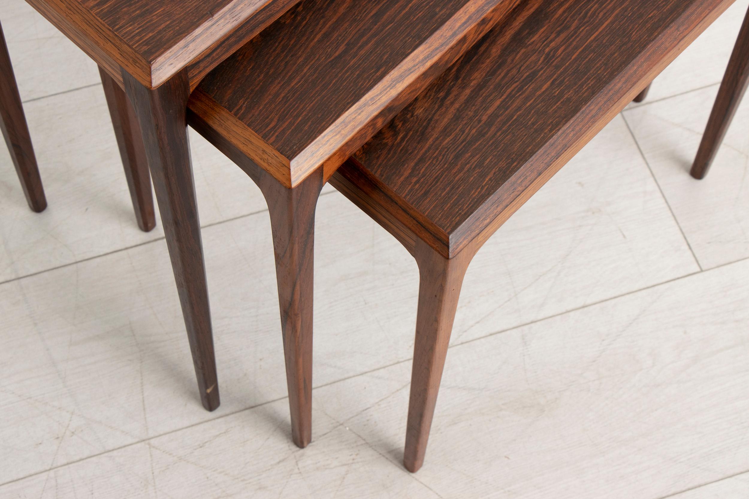 Mid-Century Modern Danish Midcentury Rosewood Nest of Tables by Johannes Andersen for Silkeborg