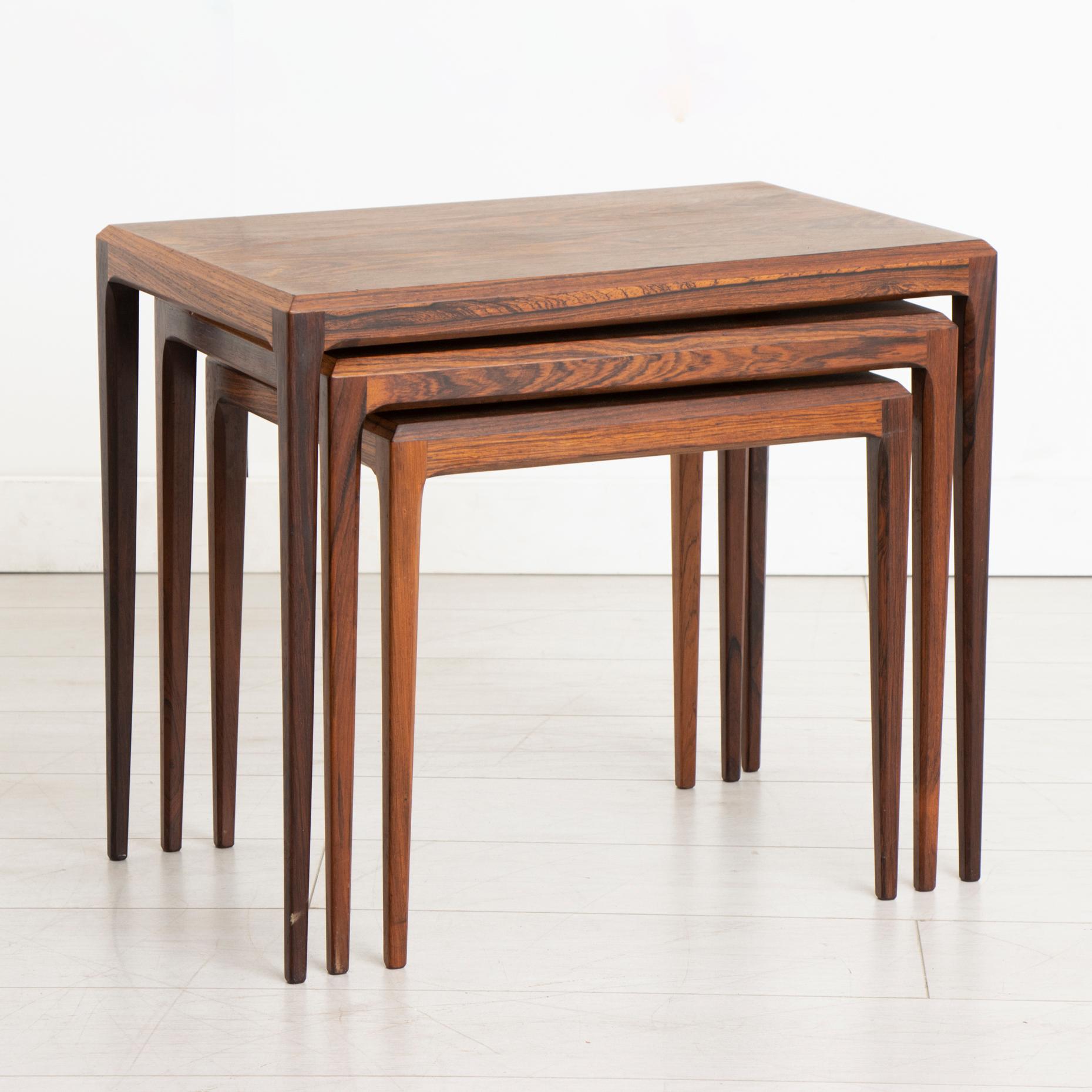 Danish Midcentury Rosewood Nest of Tables by Johannes Andersen for Silkeborg 3