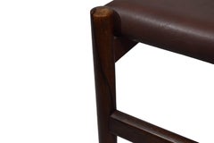 Danish Midcentury Rosewood Ottoman by Spøttrup, Brown Leather, Stamped