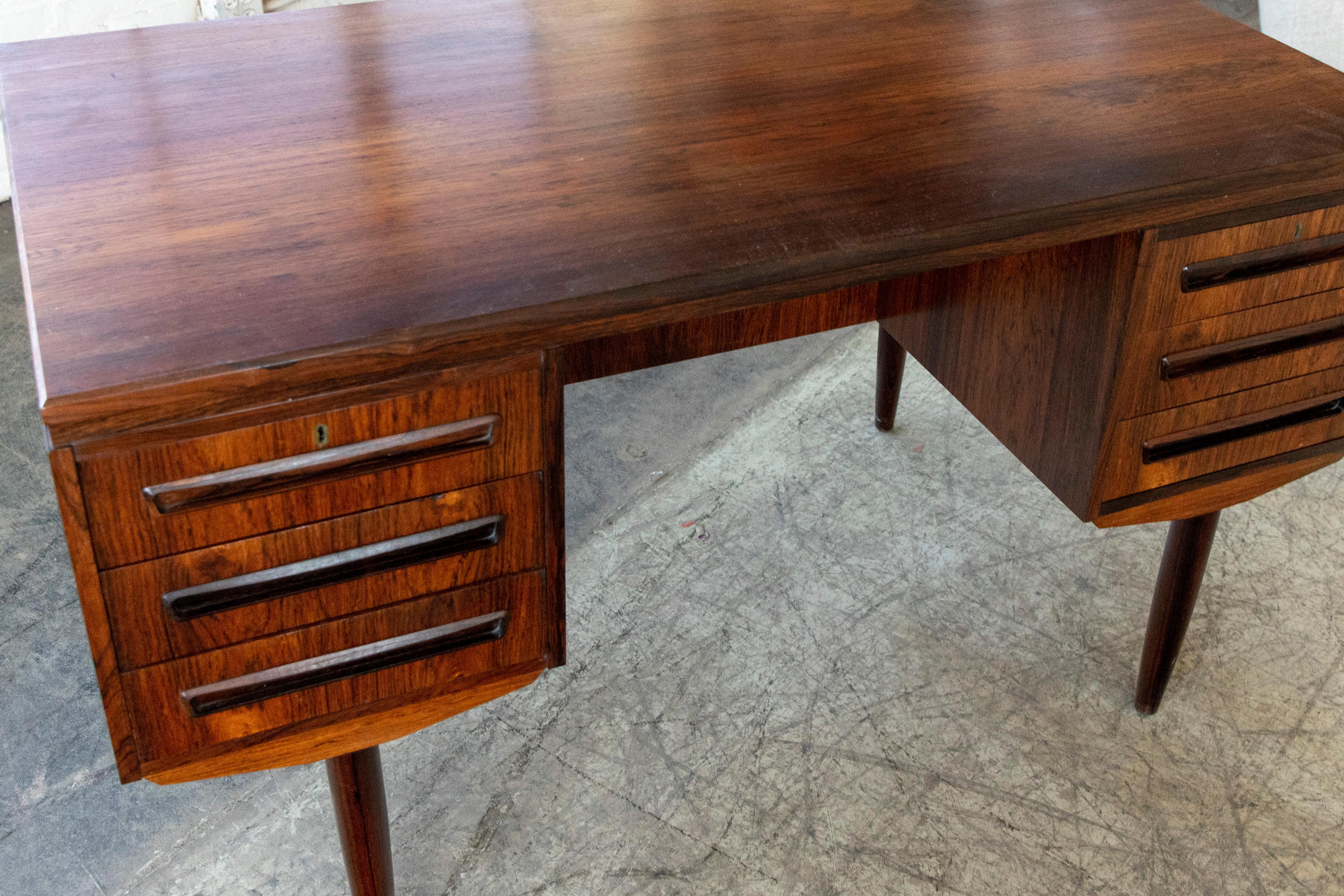 Mid-Century Modern Danish Mid-Century Rosewood Small Executive Desk by J. Svenstrup 1960's