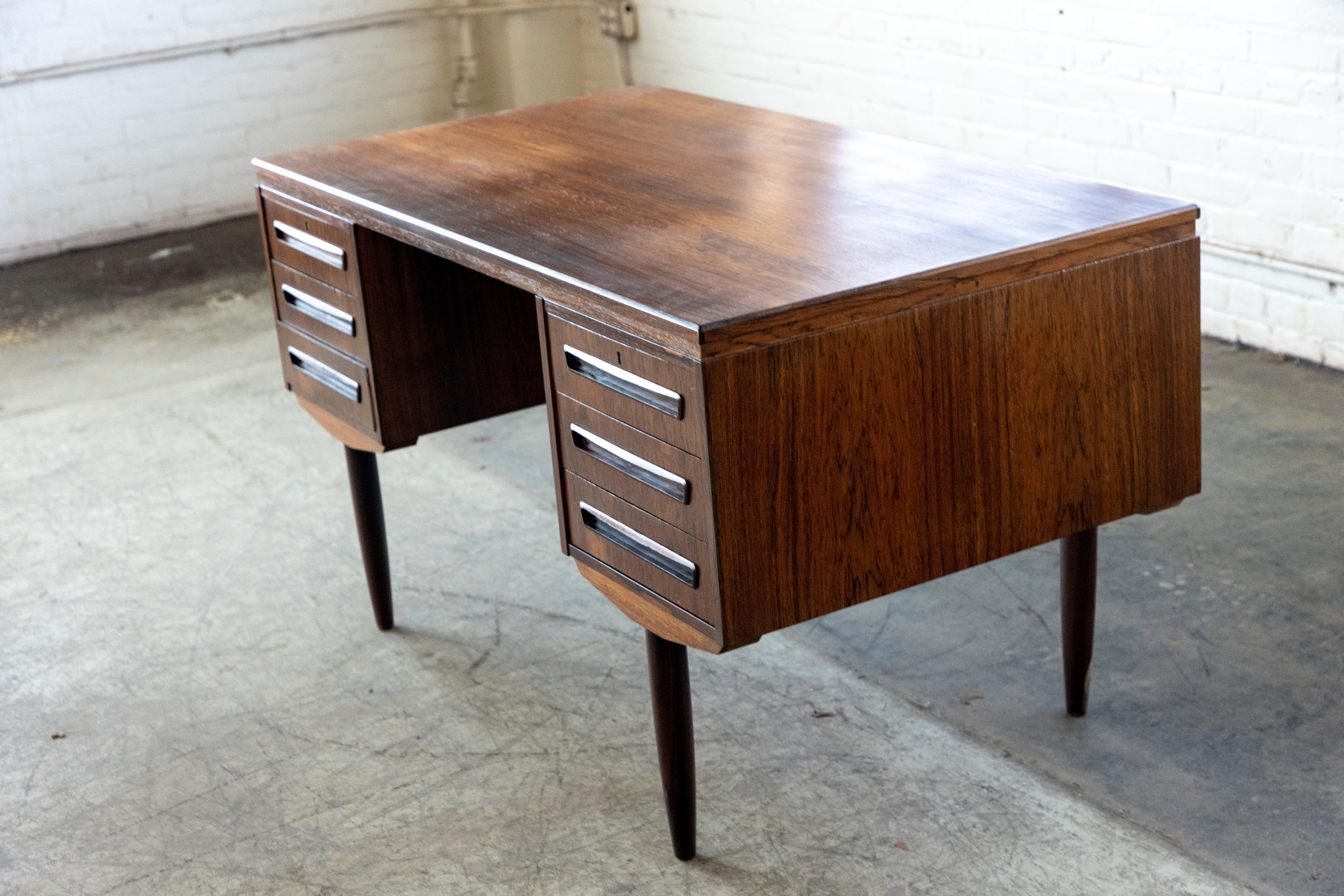 Danish Mid-Century Rosewood Small Executive Desk by J. Svenstrup 1960's In Good Condition In Bridgeport, CT