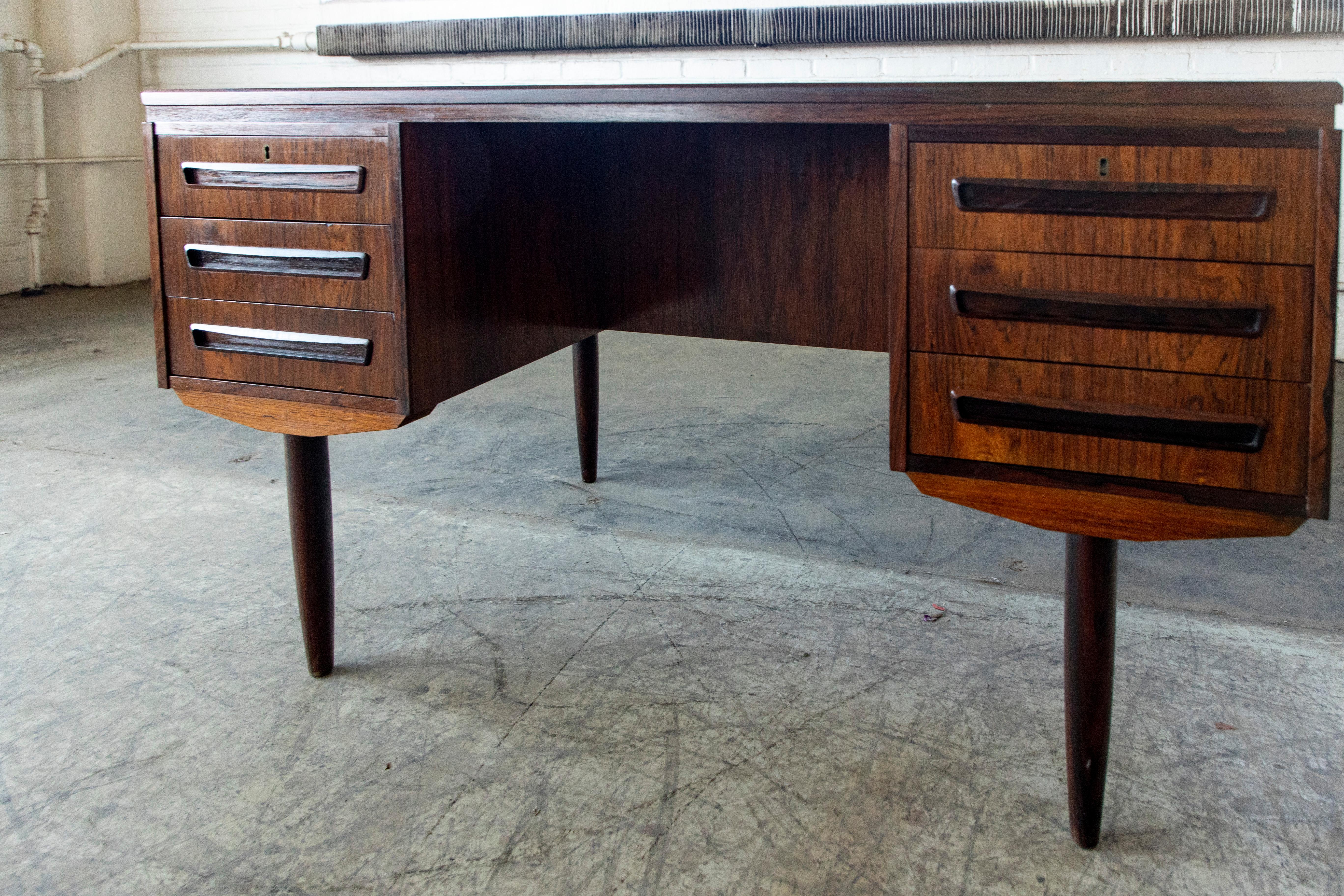 Danish Mid-Century Rosewood Small Executive Desk by J. Svenstrup 1960's 2