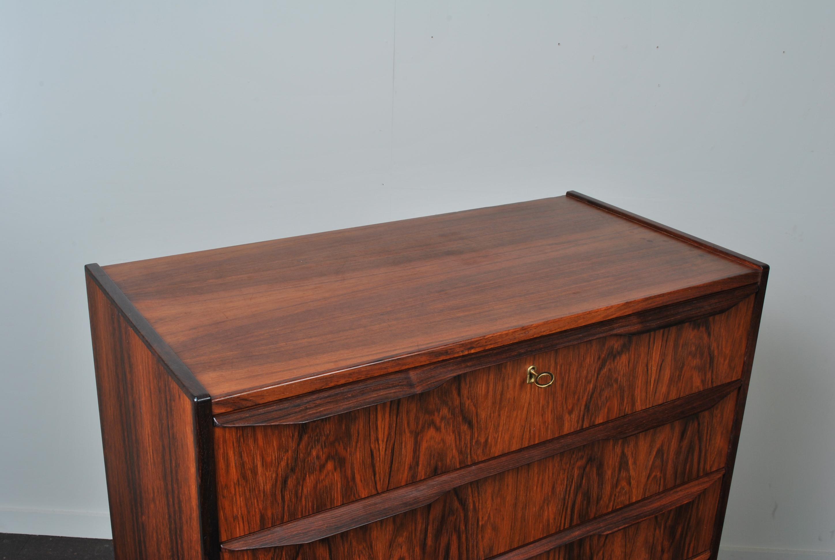Danish Midcentury Rosewood Tallboy, Chest of Drawers 8