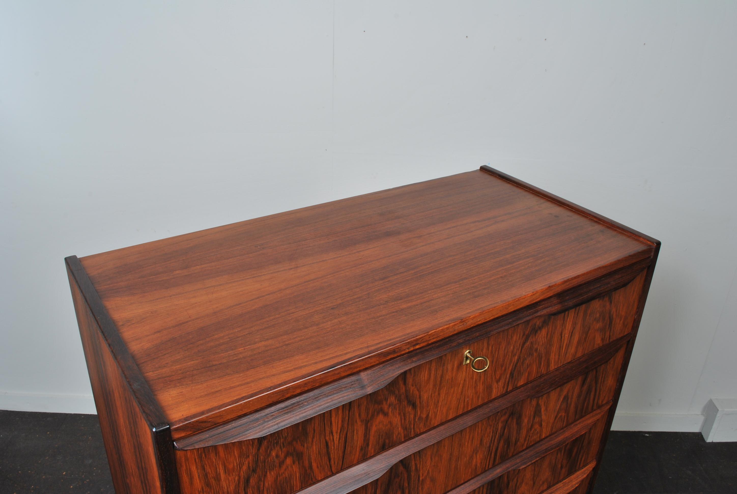 Danish Midcentury Rosewood Tallboy, Chest of Drawers 10