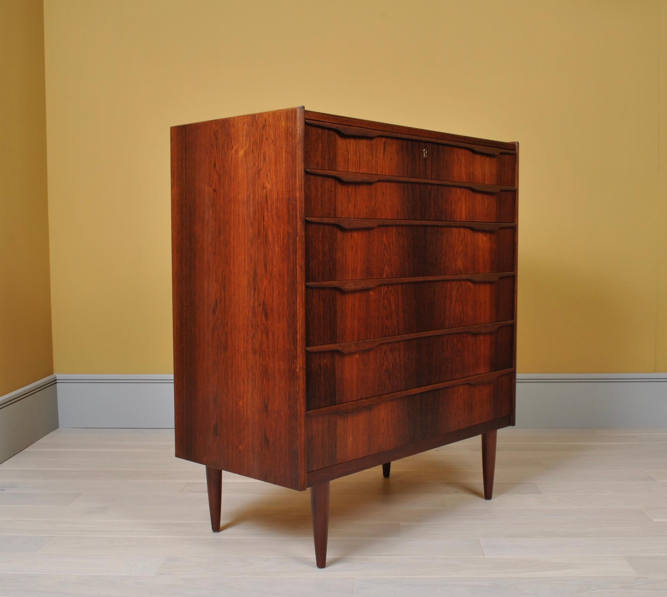 20th Century Danish Midcentury Rosewood Tallboy Chest of Drawers