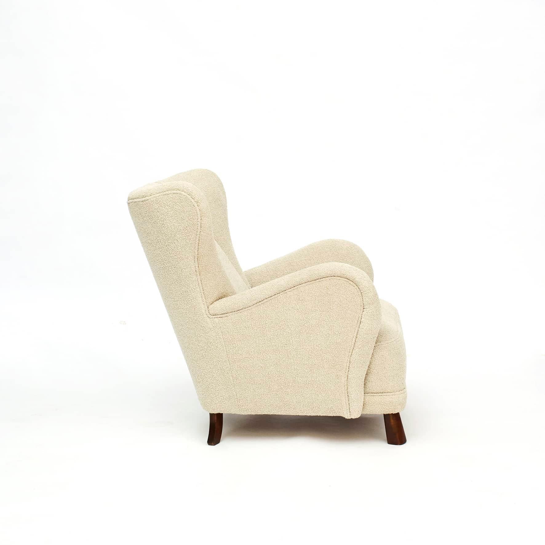 Modern Danish Midcentury Sand Bouclé Lounge / Easy  Chair For Sale