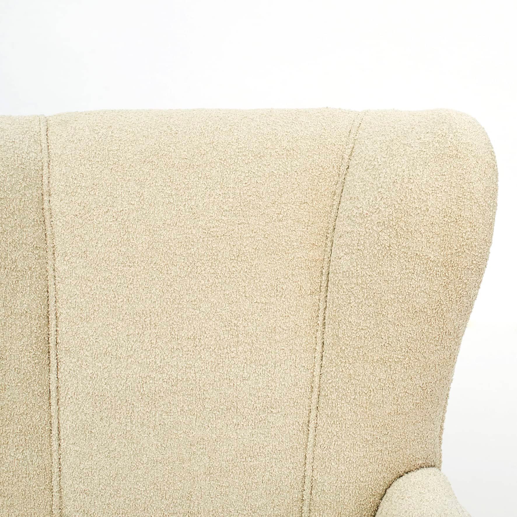 20th Century Danish Midcentury Sand Bouclé Lounge / Easy  Chair For Sale