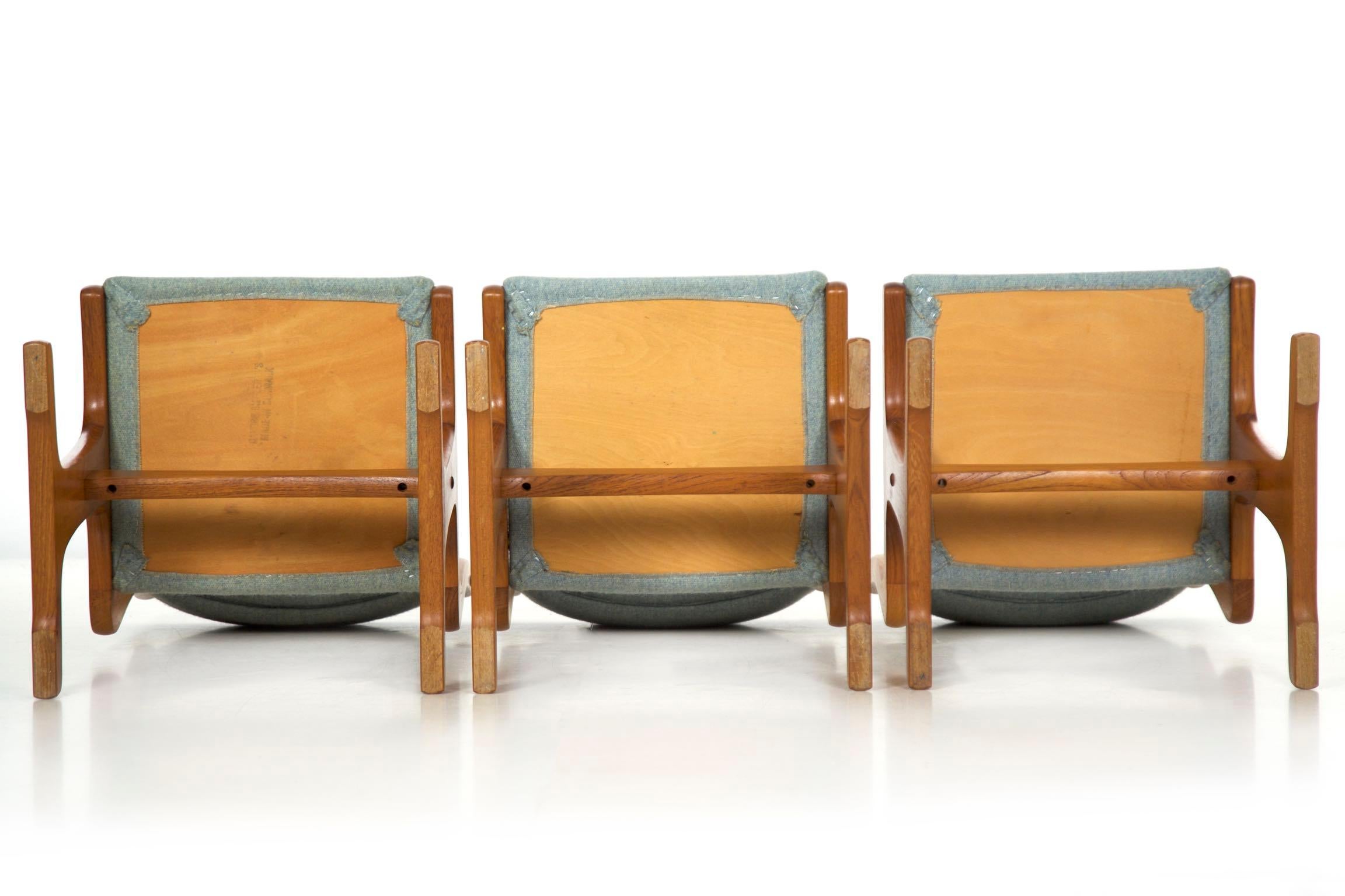20th Century Danish Midcentury Set of Six Chairs and Trestle Dining Table by Gangso Møbler