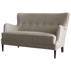 Vintage Danish Midcentury Settee or Loveseat in the Style of Carl Malmsten