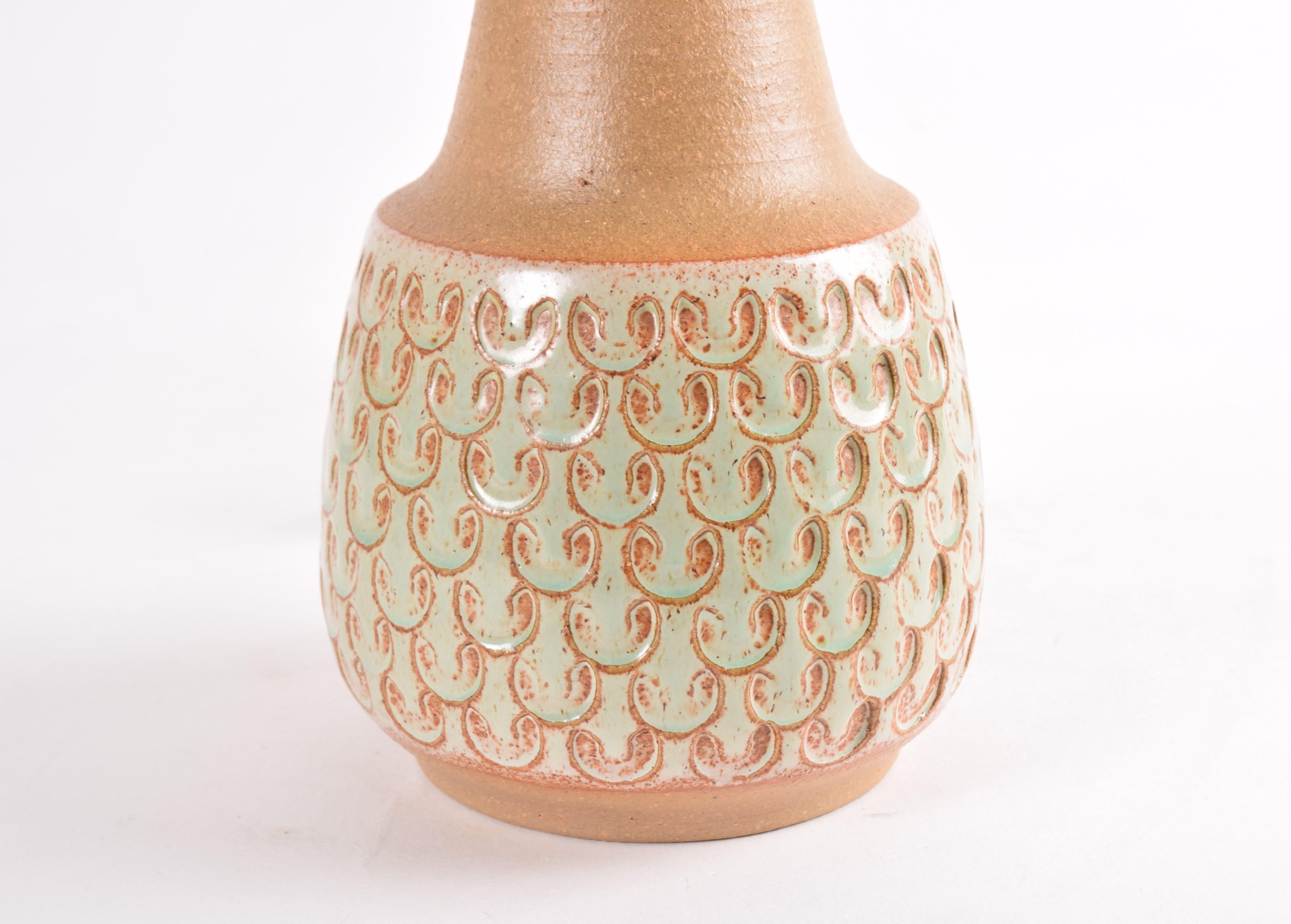 Mid-20th Century Danish Midcentury Søholm Ceramic Table Lamp Pale Green and Brown, 1960s For Sale