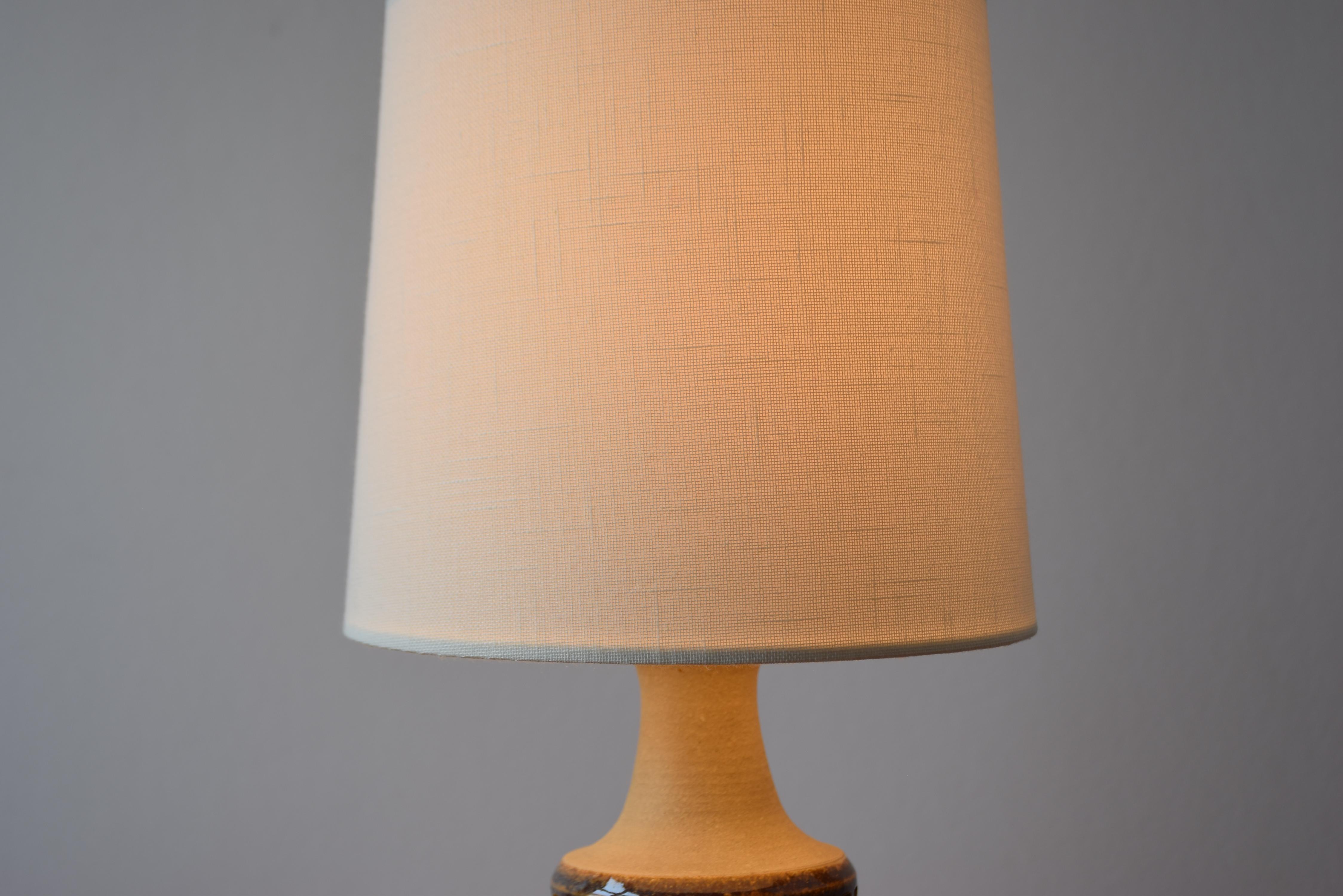 Danish Midcentury Søholm Small Ceramic Table Lamp Brown Blue Glaze, 1960s For Sale 2