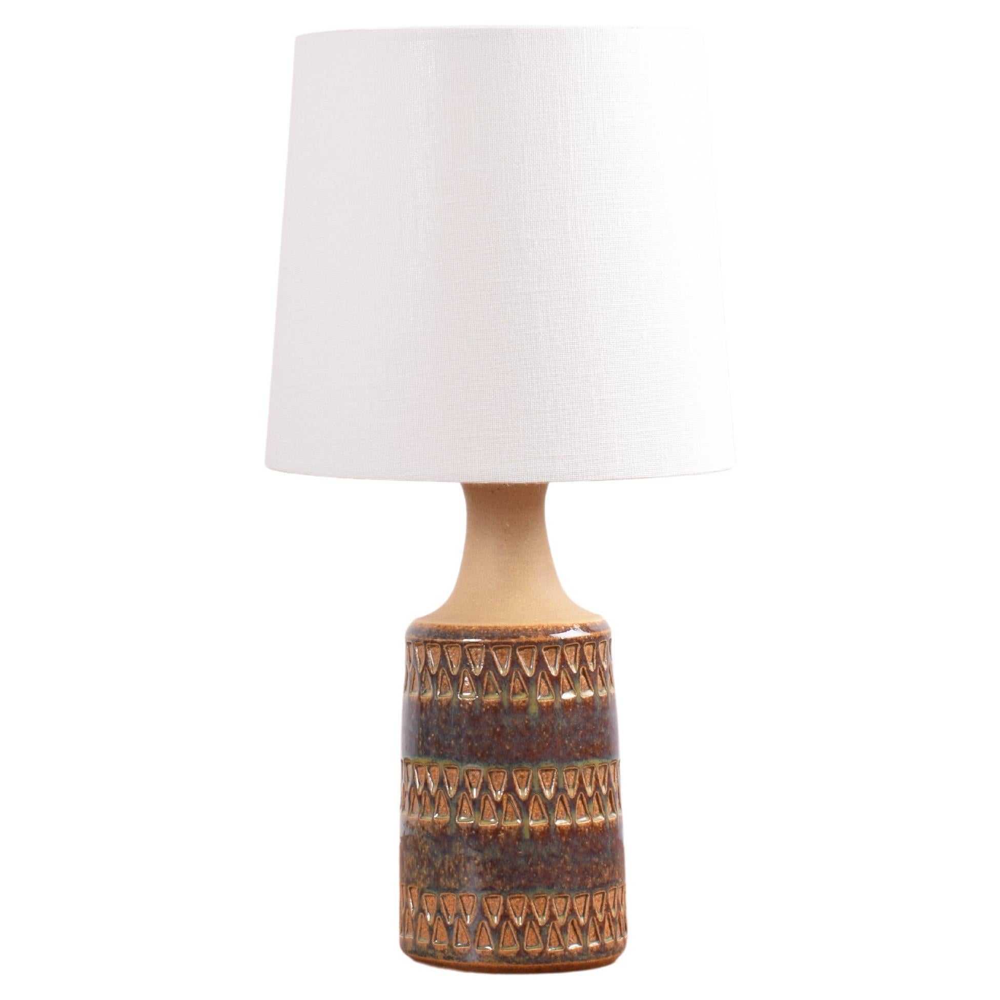 Danish Midcentury Søholm Small Ceramic Table Lamp Brown Blue Glaze, 1960s For Sale
