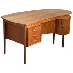 Danish Midcentury Small Kidney Shaped Kai Kristiansen Style Teak Writing Desk