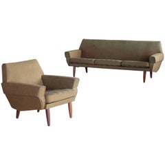 Danish Midcentury Sofa and Lounge Chair in the Style of Kurt Ostervig