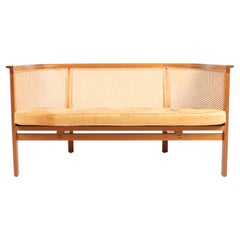 Vintage Danish Midcentury Sofa in Mahogany and Patinated Leather by Rud Thygesen