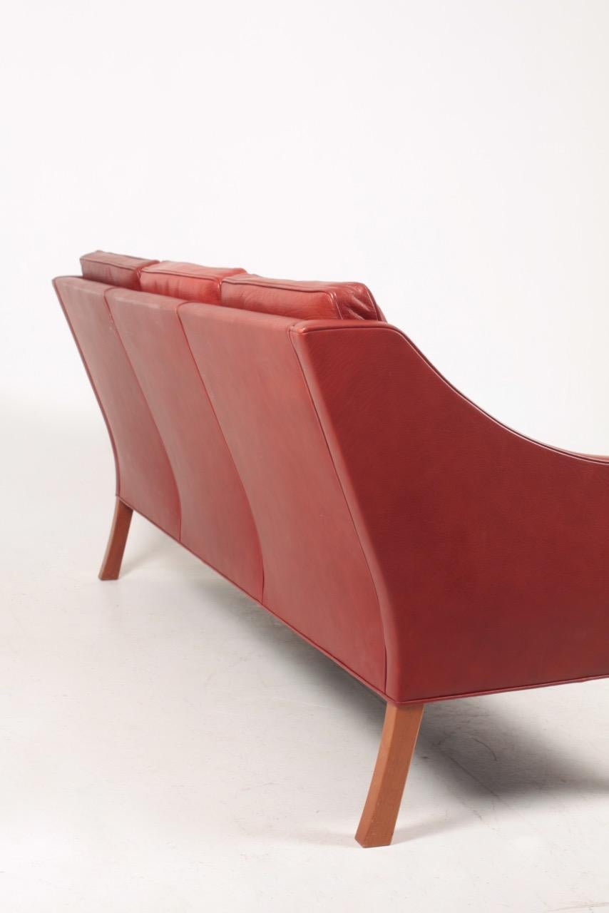 Danish Midcentury Sofa in Patinated Leather by Børge Mogensen, 1980s 1