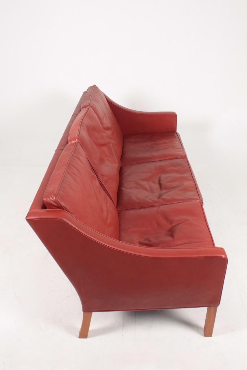 Danish Midcentury Sofa in Patinated Leather by Børge Mogensen, 1980s 3