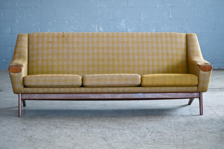 Mid-Century Modern Danish Midcentury Sofa in Wool and Teak by Erhardsen and Erlandsen for Eran For Sale