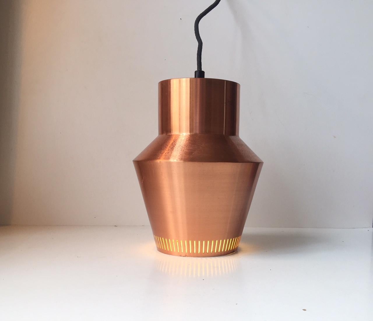 Danish Midcentury Solid Copper Pendant Lamp from Fog & Morup, 1960s (Moderne der Mitte des Jahrhunderts)