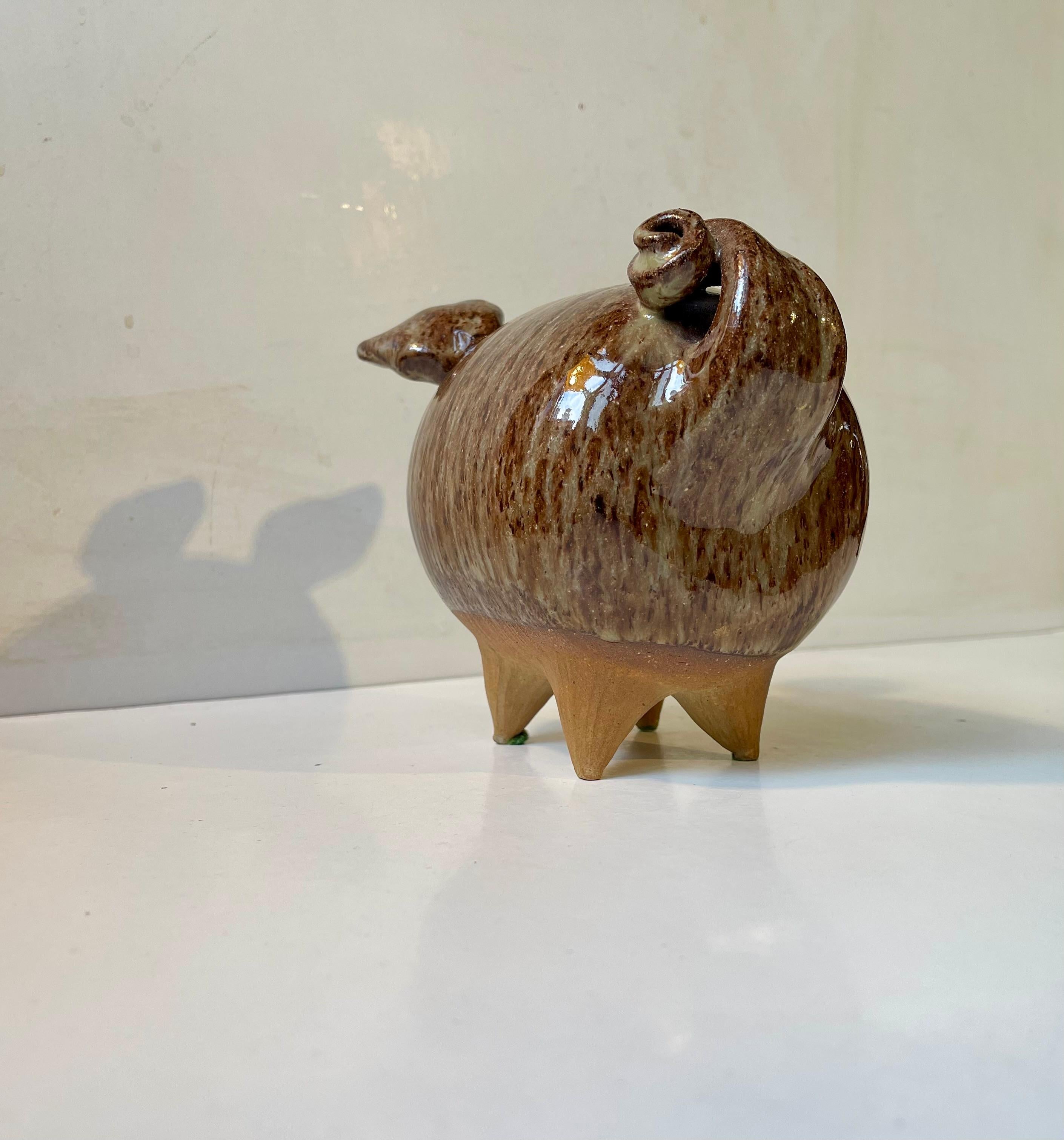 Mid-Century Modern Danish Midcentury Stoneware Money Piggy Bank by Per Steffen Petersen, 1970s For Sale