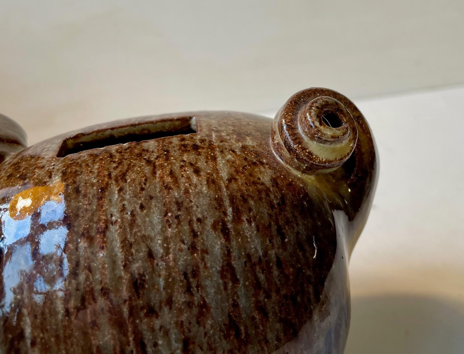Late 20th Century Danish Midcentury Stoneware Money Piggy Bank by Per Steffen Petersen, 1970s For Sale