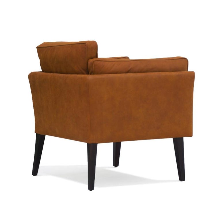 European Midcentury Modern Scandinavian Style Cognac Leather Chair Coyoacan Handcrafted  For Sale