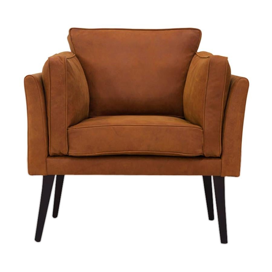 Midcentury Modern Scandinavian Style Cognac Leather Club Chair Coyoacan  For Sale