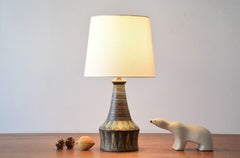 Danish Midcentury Table Lamp Handpainted Decor Studio Pottery by Kai Klinge 1960