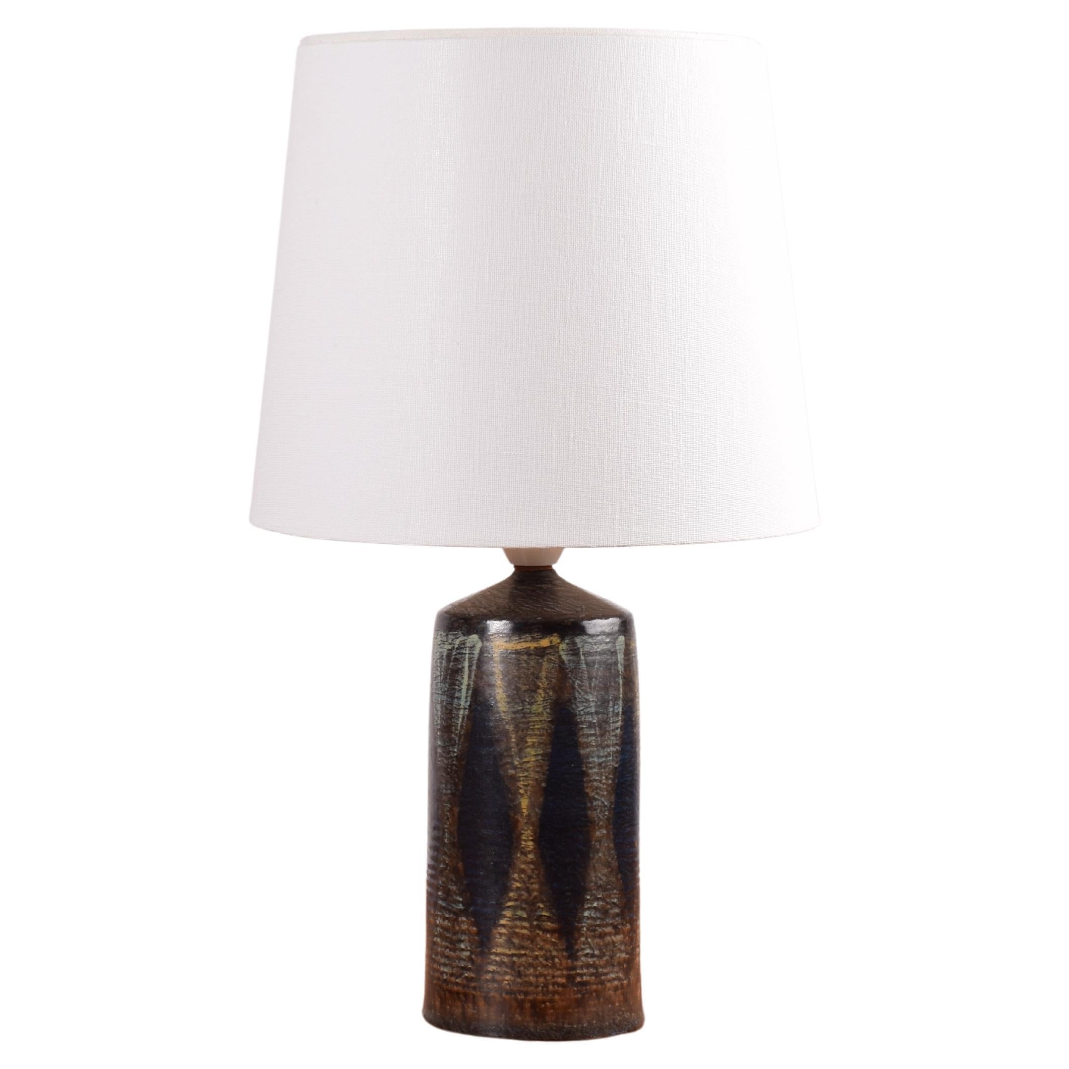 Lampe de bureau danoise du milieu du siècle dernier, décorée à la main, poterie d'atelier par Kai Klinge, 1960