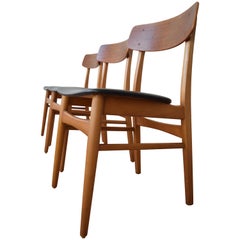 Vintage Danish Midcentury Teak and Beech Dining Chairs, 1960s