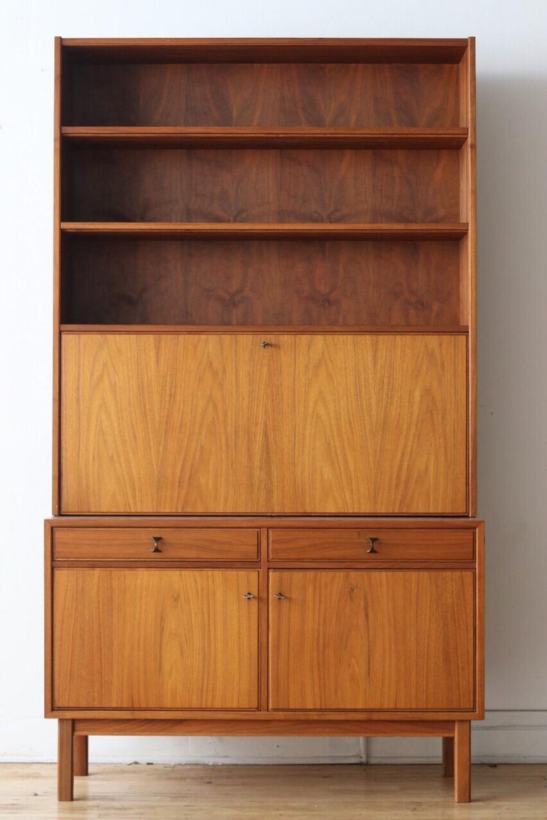 Danish Midcentury Teak Drop Down Shelving Unit/Bar For Sale at