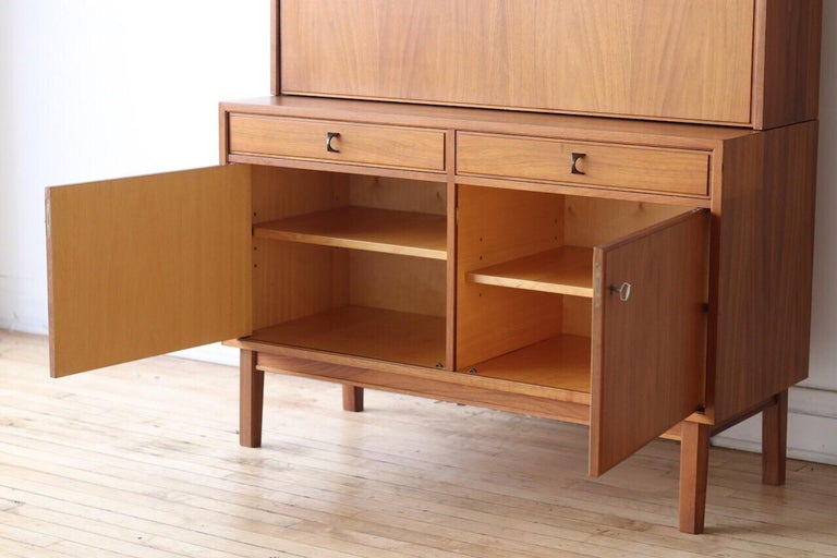 Danish Midcentury Teak Drop Down Shelving Unit/Bar For Sale at