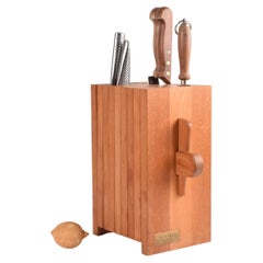 Vintage Danish Midcentury Teak Knife Storage Block by Trip Trap Attributed to Quistgaard