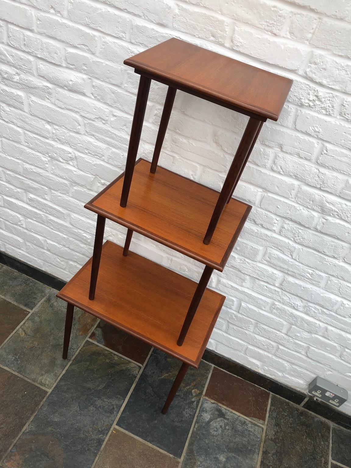 Danish Mid Century Teak Nesting Tables by Poul Hundevad, circa 1960s For Sale 2