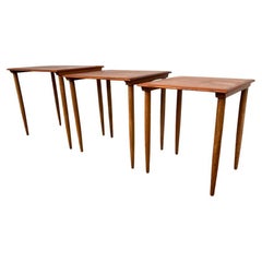 Danish midcentury teak nesting tables by Poul Hundevad, circa 1960s.