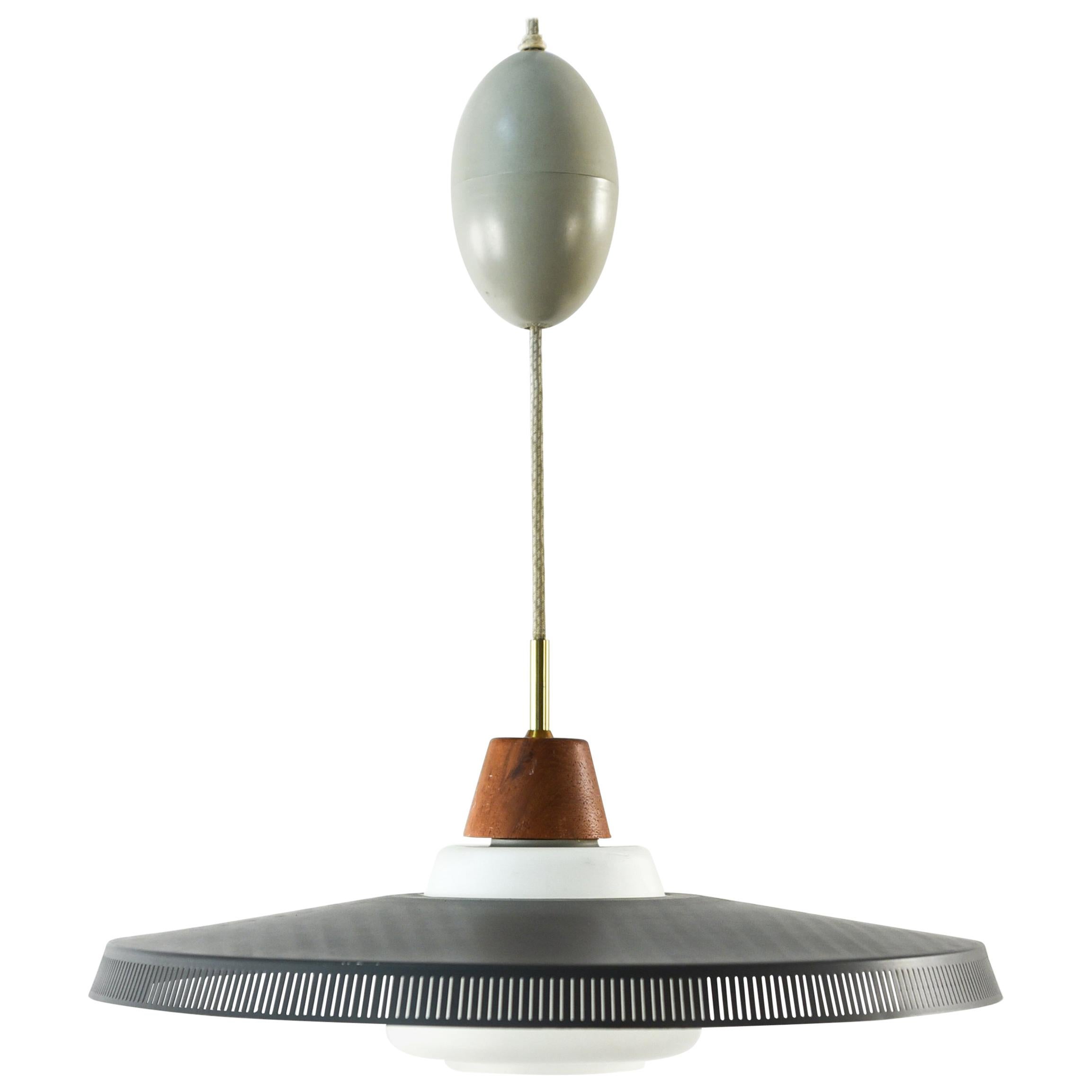 Danish Midcentury Teak Pendant Lamp by Bent Karlby for Lyfa, 1950s