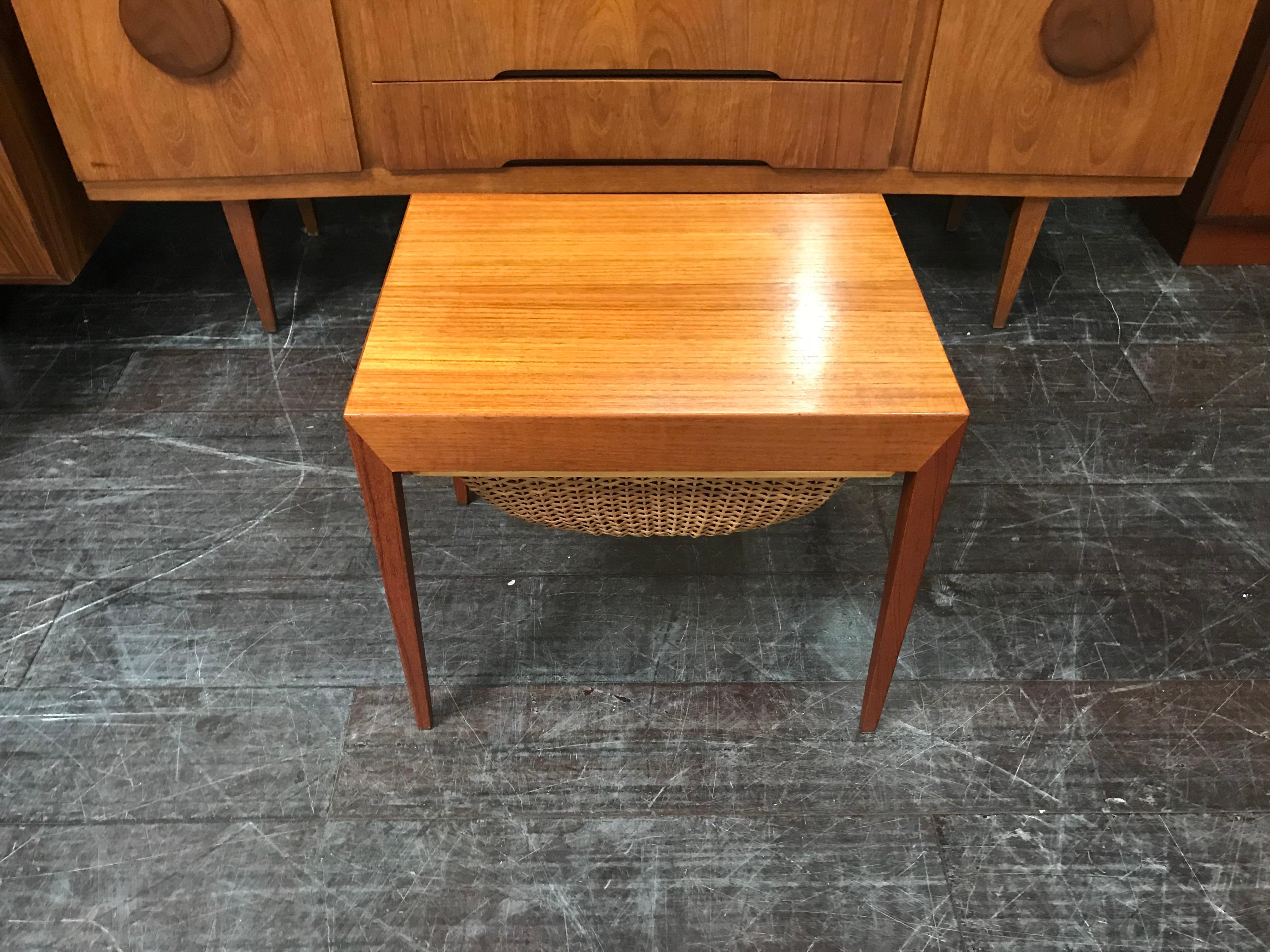 20th Century Danish Midcentury Teak Sewing Table by Severin Hansen for Haslev Mobelsnedkeri For Sale
