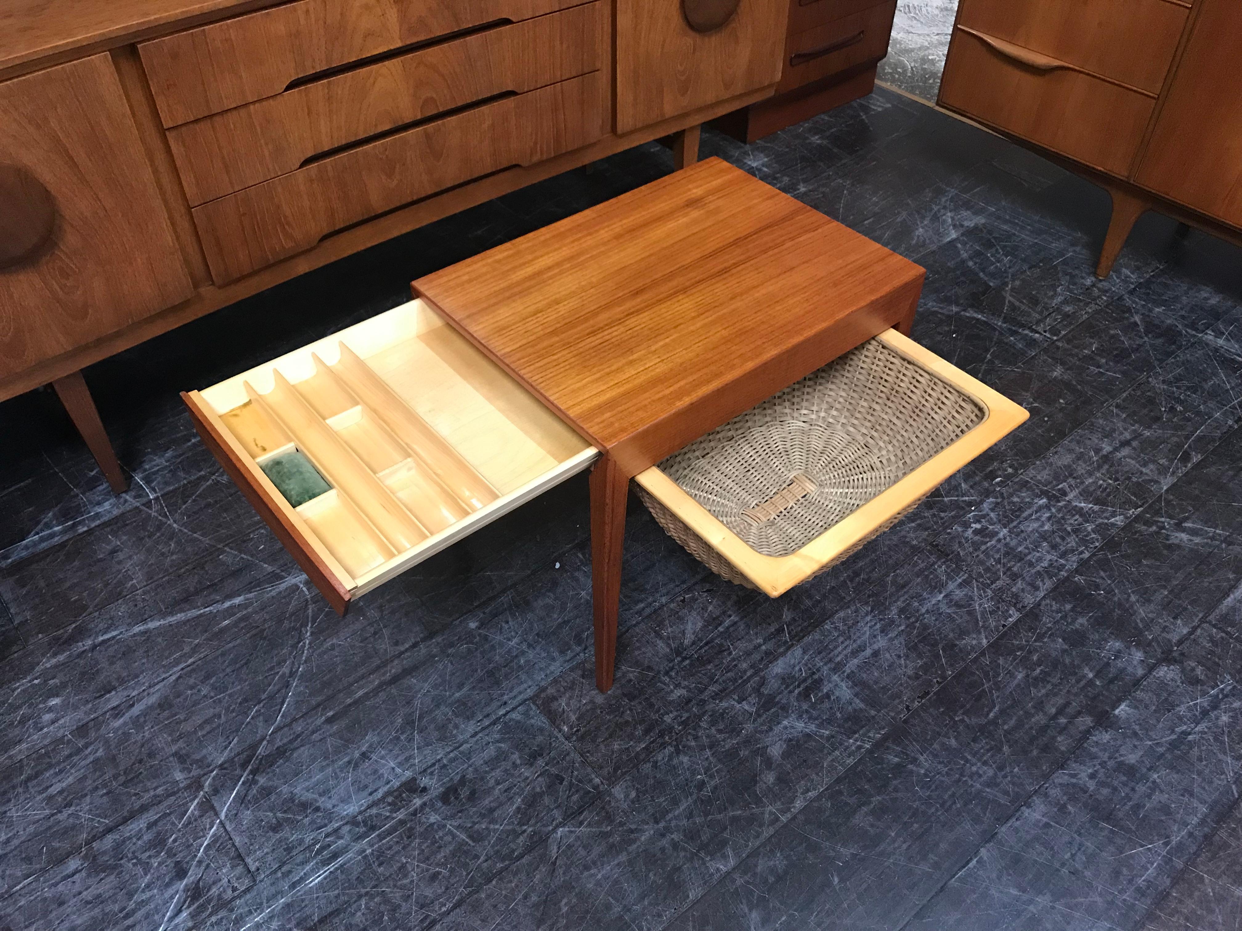 Danish Midcentury Teak Sewing Table by Severin Hansen for Haslev Mobelsnedkeri For Sale 3