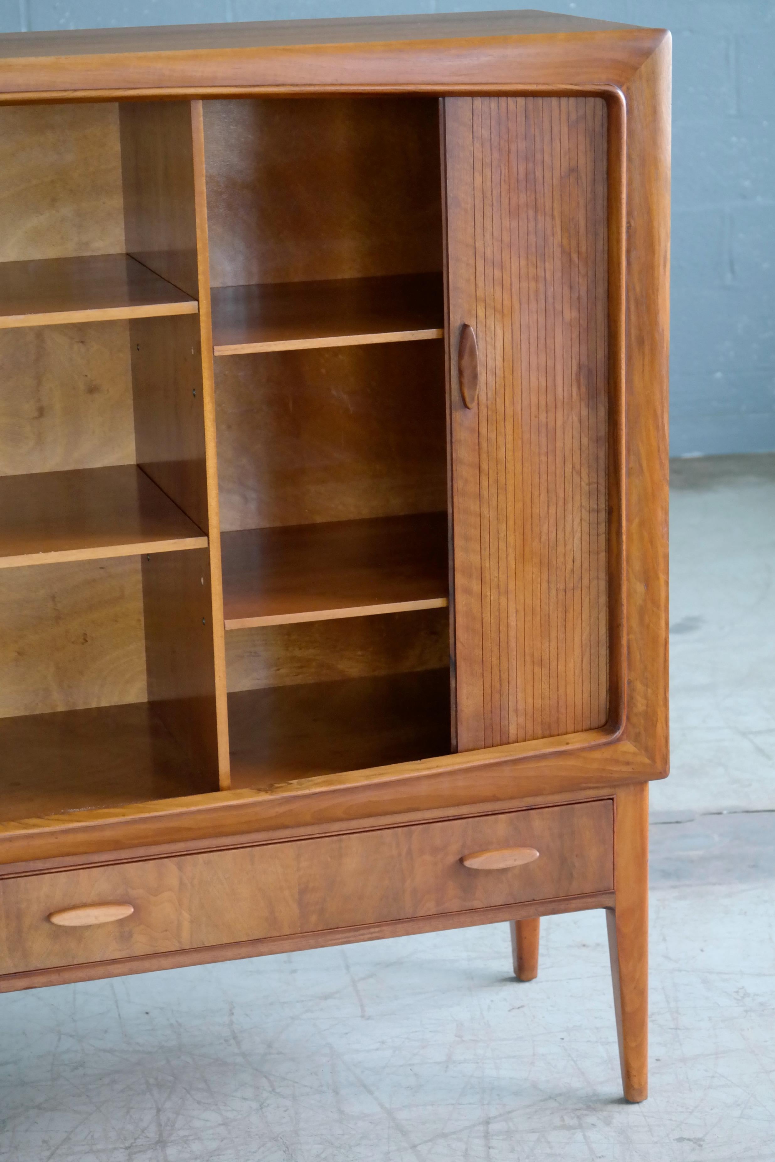 Mid-20th Century Danish Midcentury Teak Sideboard or Credenza with Tambour Doors, 1950s