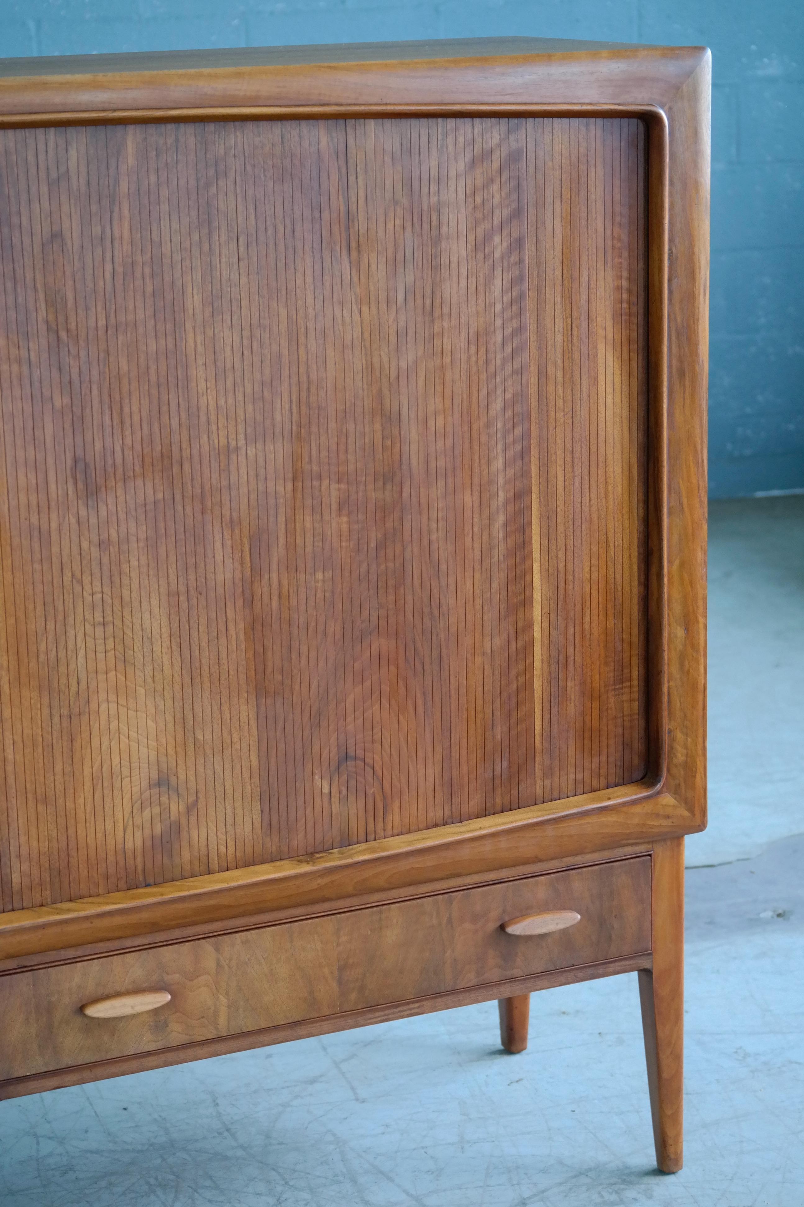 Danish Midcentury Teak Sideboard or Credenza with Tambour Doors, 1950s 4