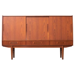 Danish Midcentury Teak Sideboard with Built-in Rosewood Bar