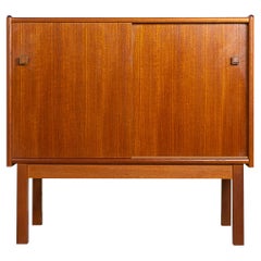 Danish Midcentury Teak Sliding Door Cabinet